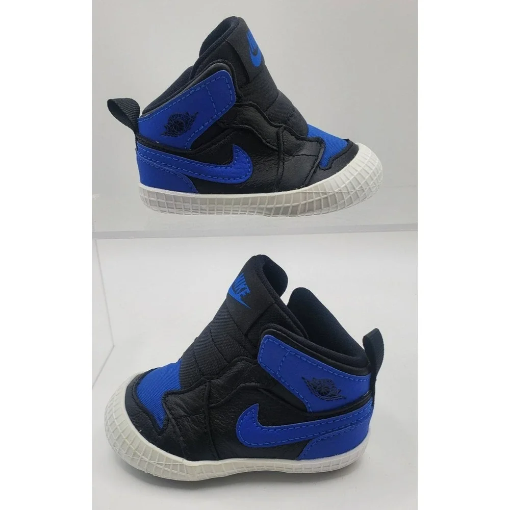 Nike Jordan 1 Crib Bootie Black Varsity Royal White Athletic‎ Baby Shoes 3C
